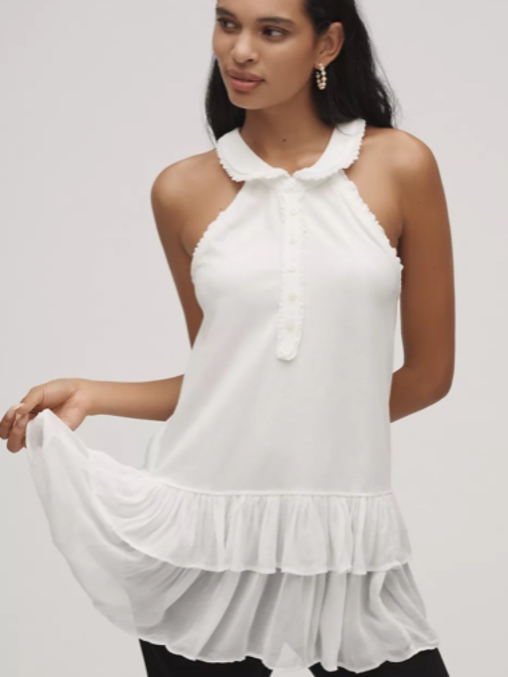 🆕 Maeve Collared Halter Ruffled Tunic